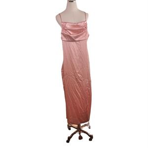 Fiemaoves Slip Dress Rose Pink Satin Maxi